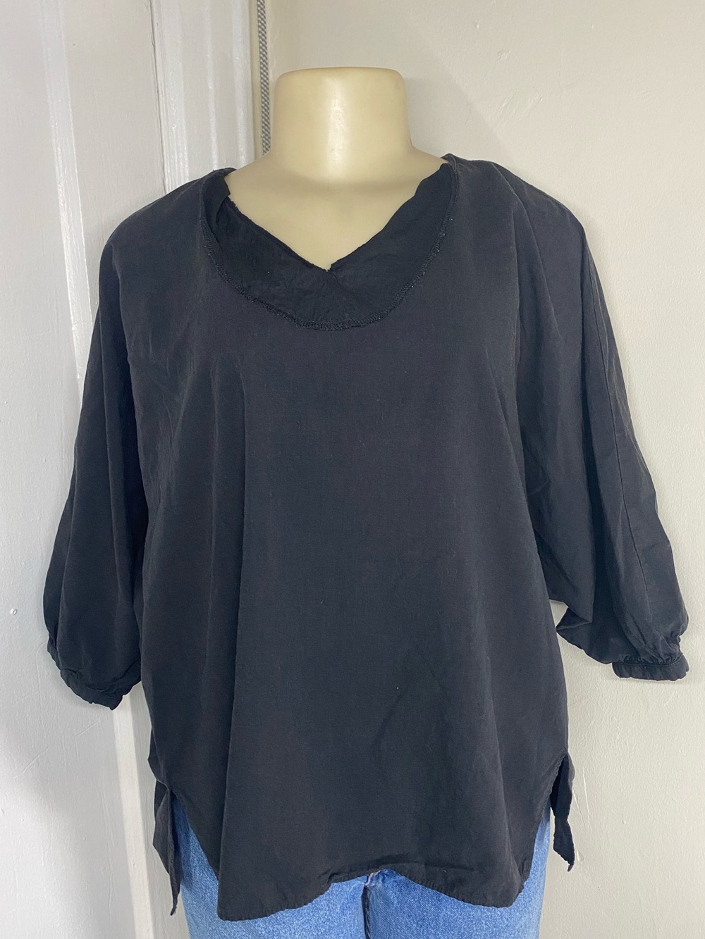 Black boho blouse